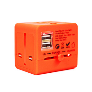 [로그] 여행용 고속충전 컬러 멀티어댑터 USB 2포트 - 오렌지